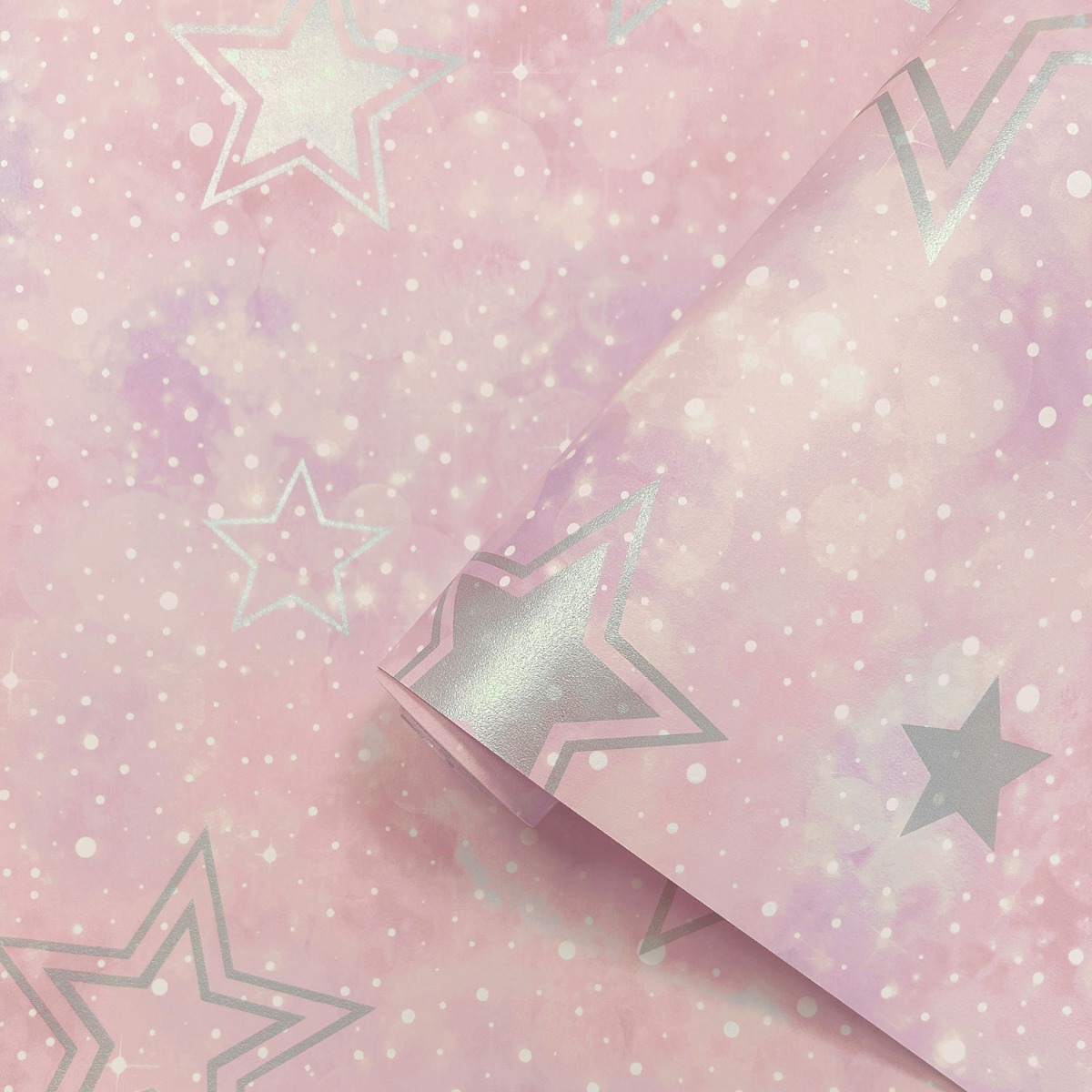 Holden Decor Stardust Pink / Silver Children's Wallpaper, Pink