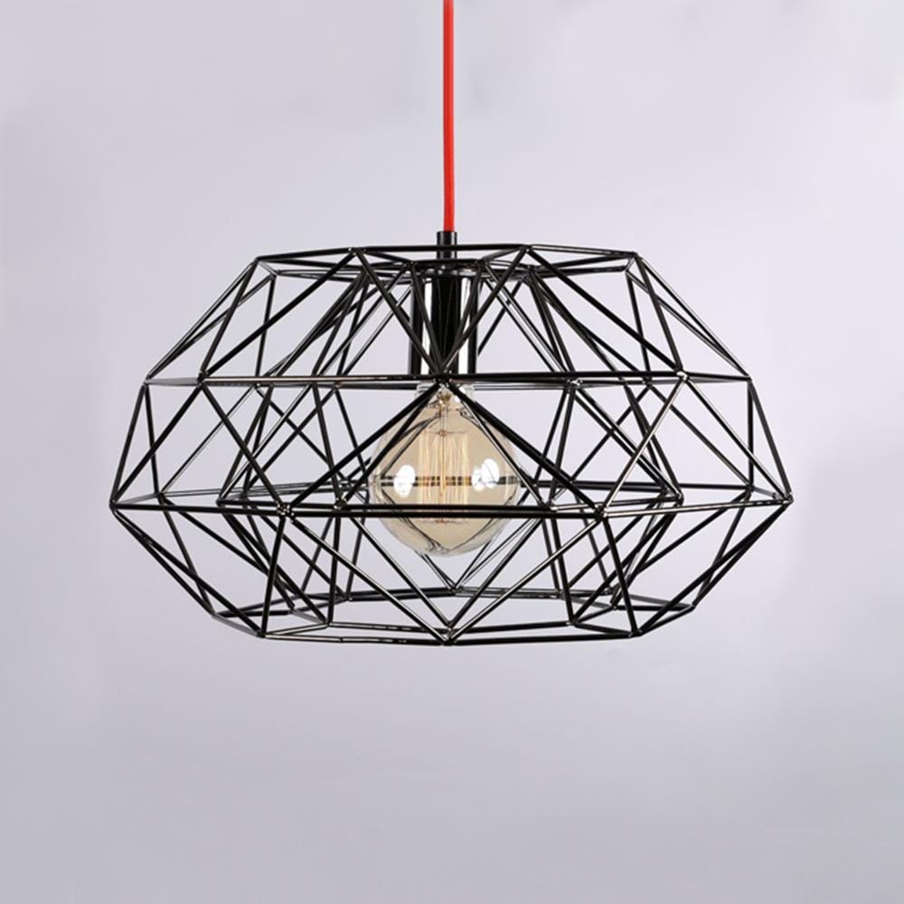 Diamond Filament No 7 Pendant Black With Red Flex Designer Pendant Lighting