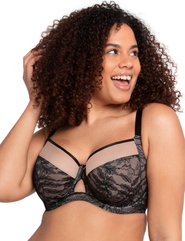 Update your lingerie collection with this gorgeous balcony bra from Curvy Kate's Victory Allure range. With the same fitting as the famous Victory bra but with gorgeous lace detailing. Designed with amazing side support and upfront engineering to uplift and shape your curves, the four-part non-padded cups offer an amazing fit, pulling the bust in from the side for a natural shape. Underwiring offers amazing support for all-day wear. Get a unique and comfortable fit with the adjustable straps and hook and eye closure, finished off with a gorgeous keyhole in the centre for a fashionable look. Pair with matching items to complete the look.  Gorgeous lace detailing Side support Four-part cups Non-padded Underwired Adjustable straps Hook and eye closure Keyhole detailing Changes from 2 hook and eye to three at FF cup Composition: 90% Nylon &pipe; 10% Elastane Listed in UK sizes  50308-91050-1214878 CK041102  Balcony Bra