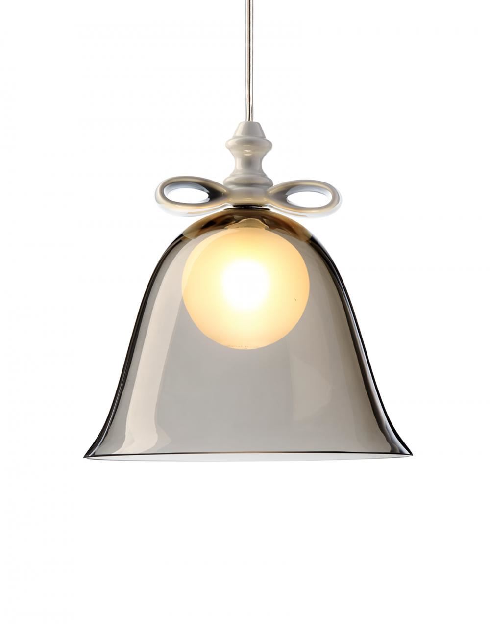 Moooi Bell Ribbon Pendant Small White Bow Smoke Glass Grey Designer Pendant Lighting