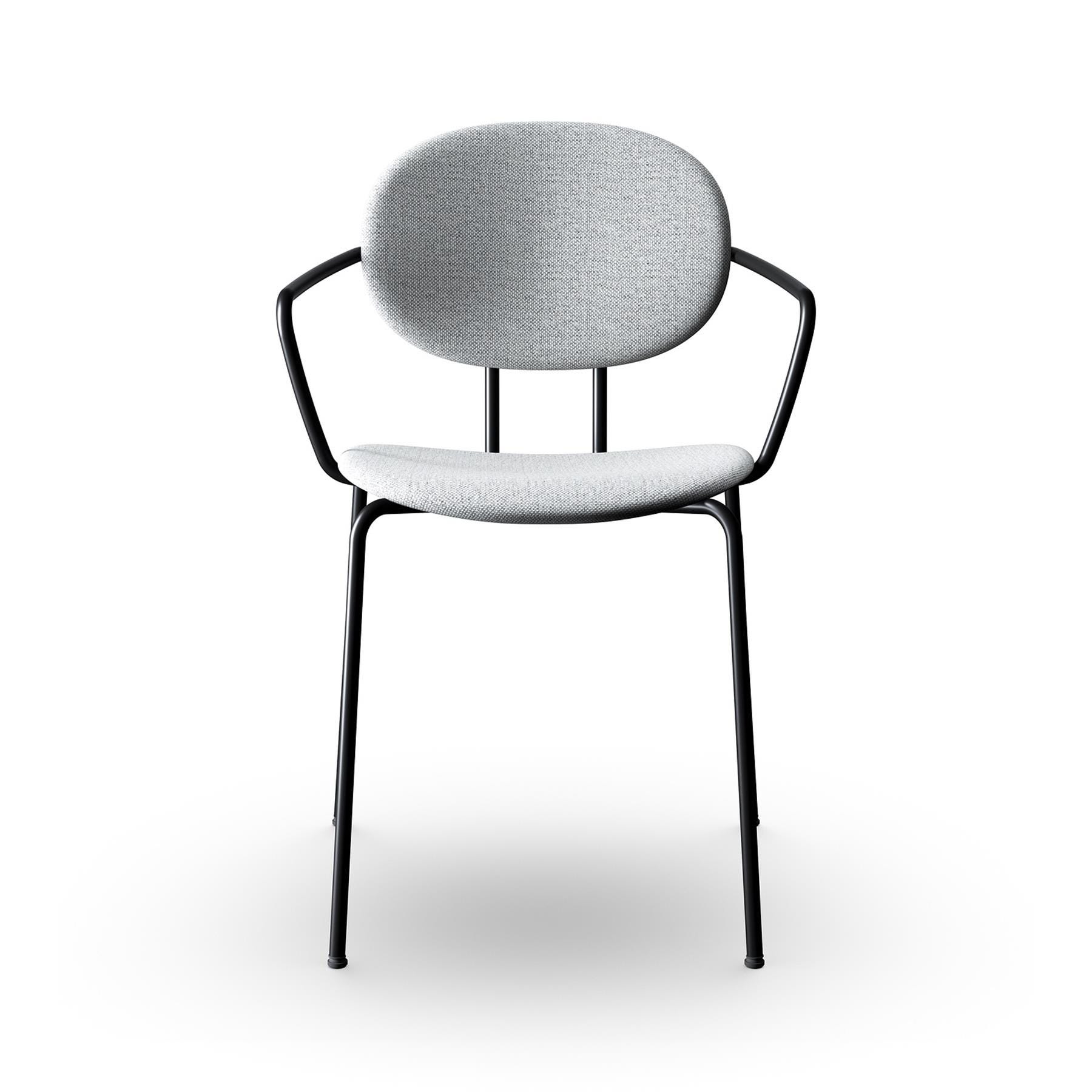Sibast Piet Hein Dining Chair Fully Upholstered With Arms Black Steel Hallingdal 116 Grey Designer Furniture From Holloways Of Ludlow