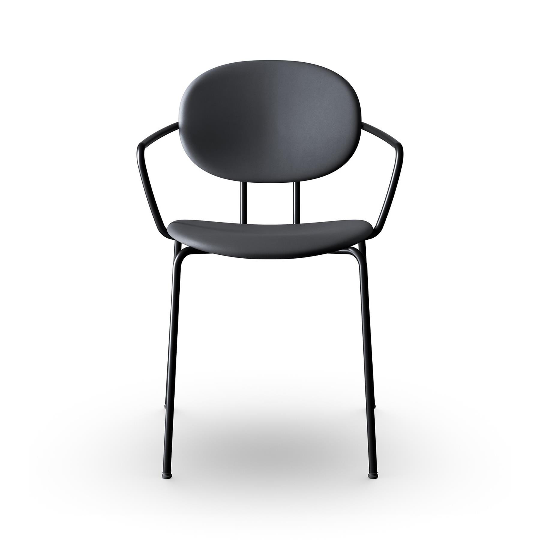 Sibast Piet Hein Dining Chair Fully Upholstered With Arms Black Steel Dunes Anthracite Leather Designer Furniture From Holloways Of Ludlow