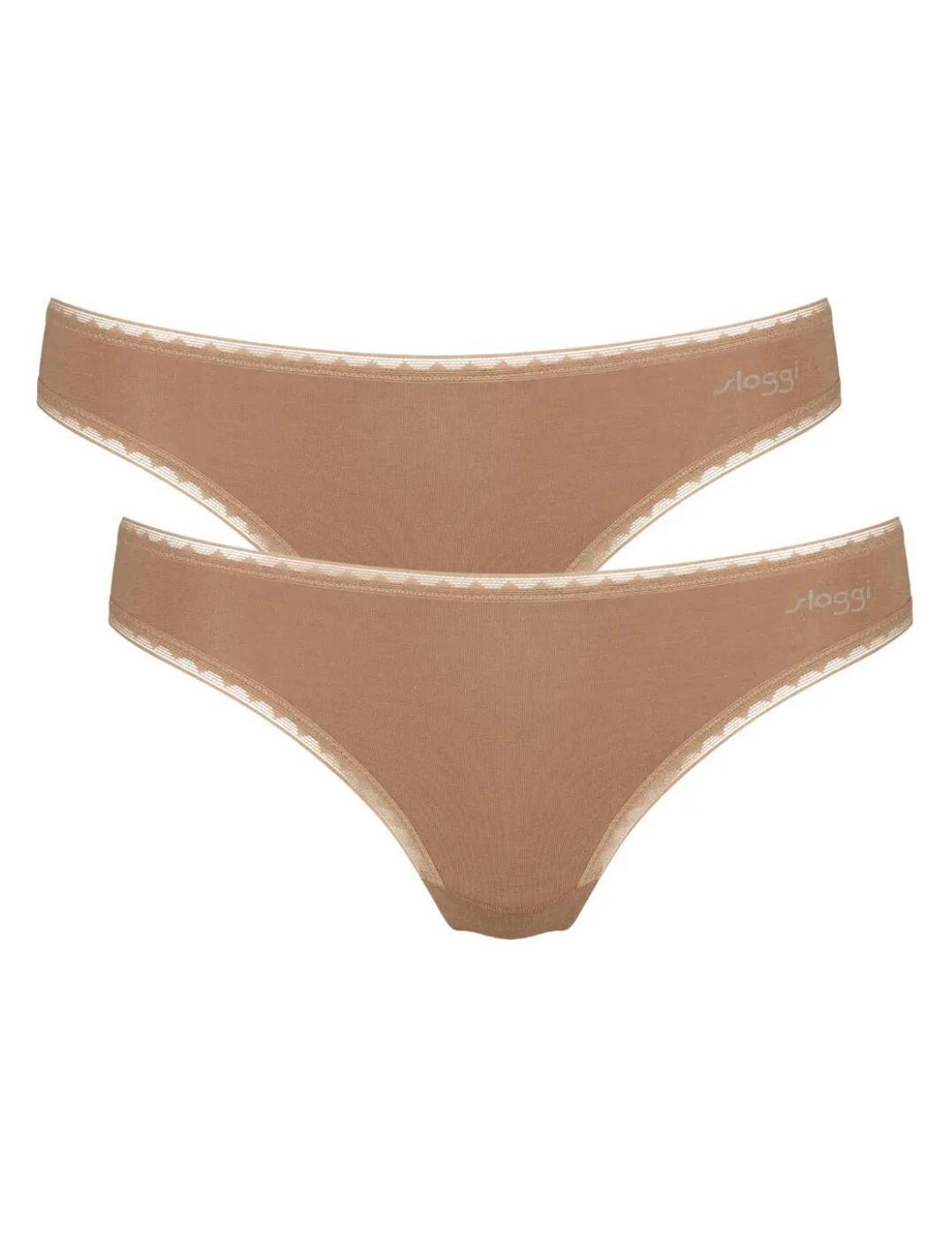 Feel comfort like no other in these super simple yet super effective Sloggi Go brazil briefs. They are low waisted and give a minimal rear coverage. It has a delicate lace trim along the waistband and legs for a delicate feminine feel. It comes in a handy pack of 2. These briefs are made from soft high-quality materials making a comfortable fit.