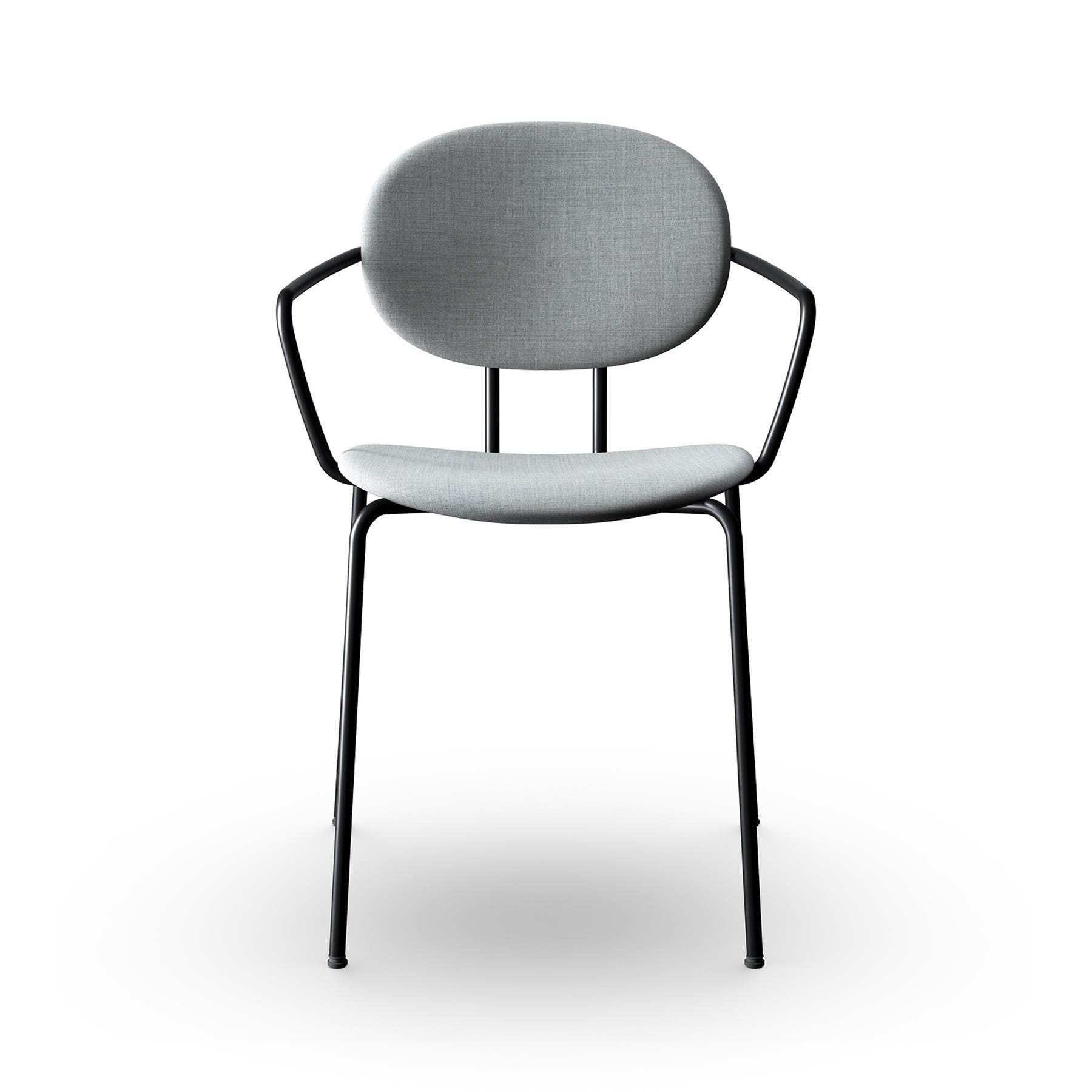 Sibast Piet Hein Dining Chair Fully Upholstered With Arms Black Steel Remix 123 Grey Designer Furniture From Holloways Of Ludlow