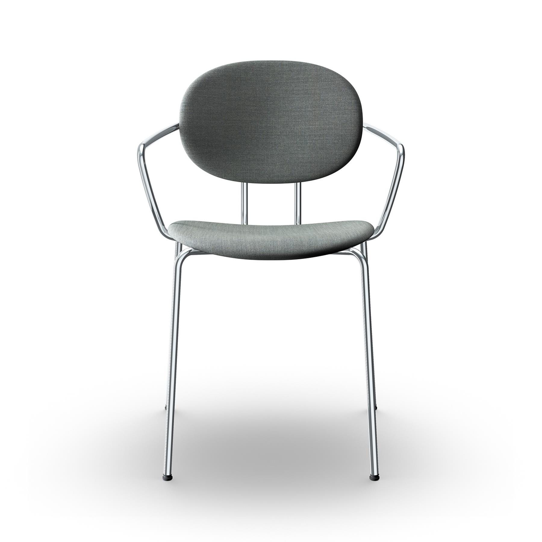Sibast Piet Hein Dining Chair Fully Upholstered With Arms Chrome Remix 133 Grey Designer Furniture From Holloways Of Ludlow