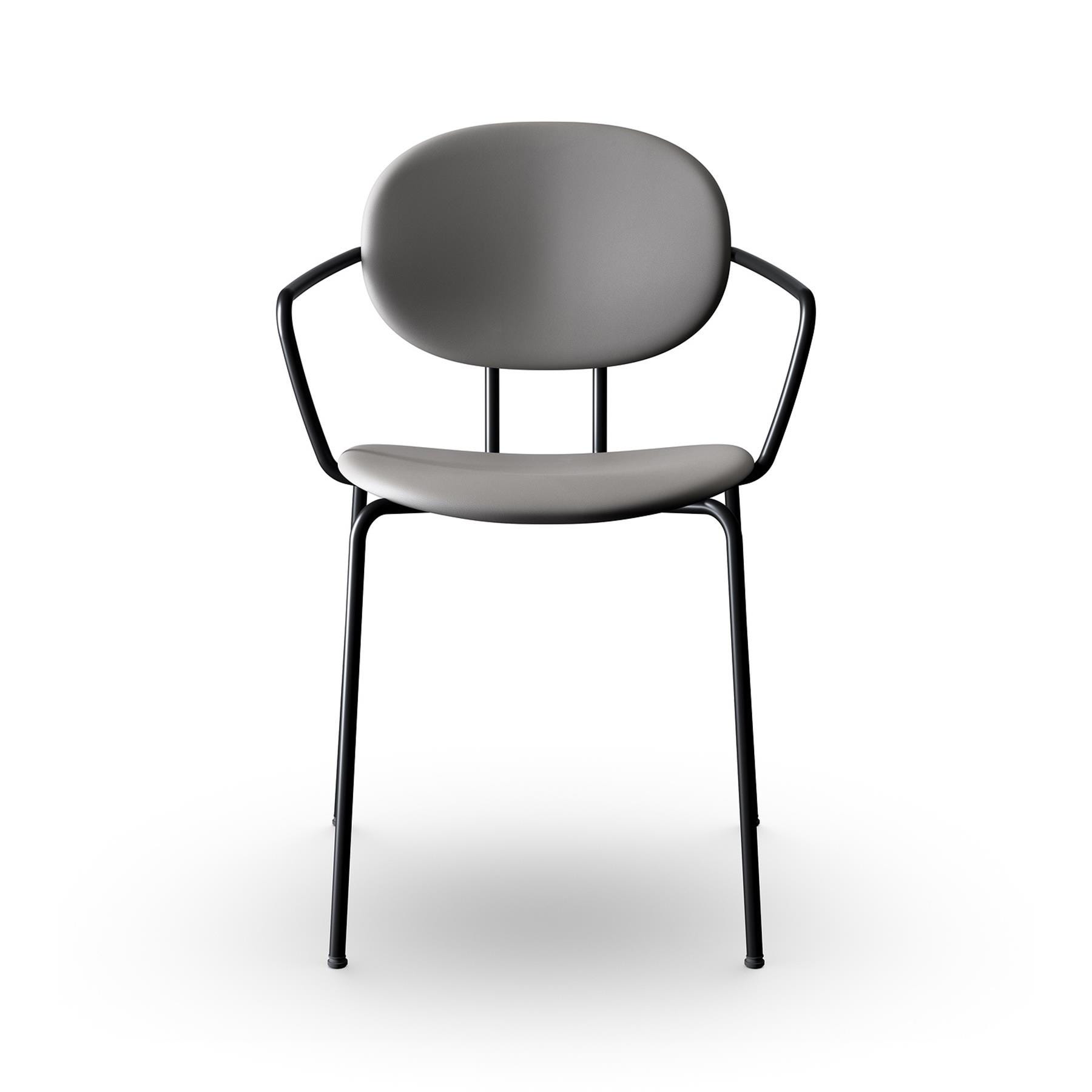 Sibast Piet Hein Dining Chair Fully Upholstered With Arms Black Steel Ultra Grey Designer Furniture From Holloways Of Ludlow