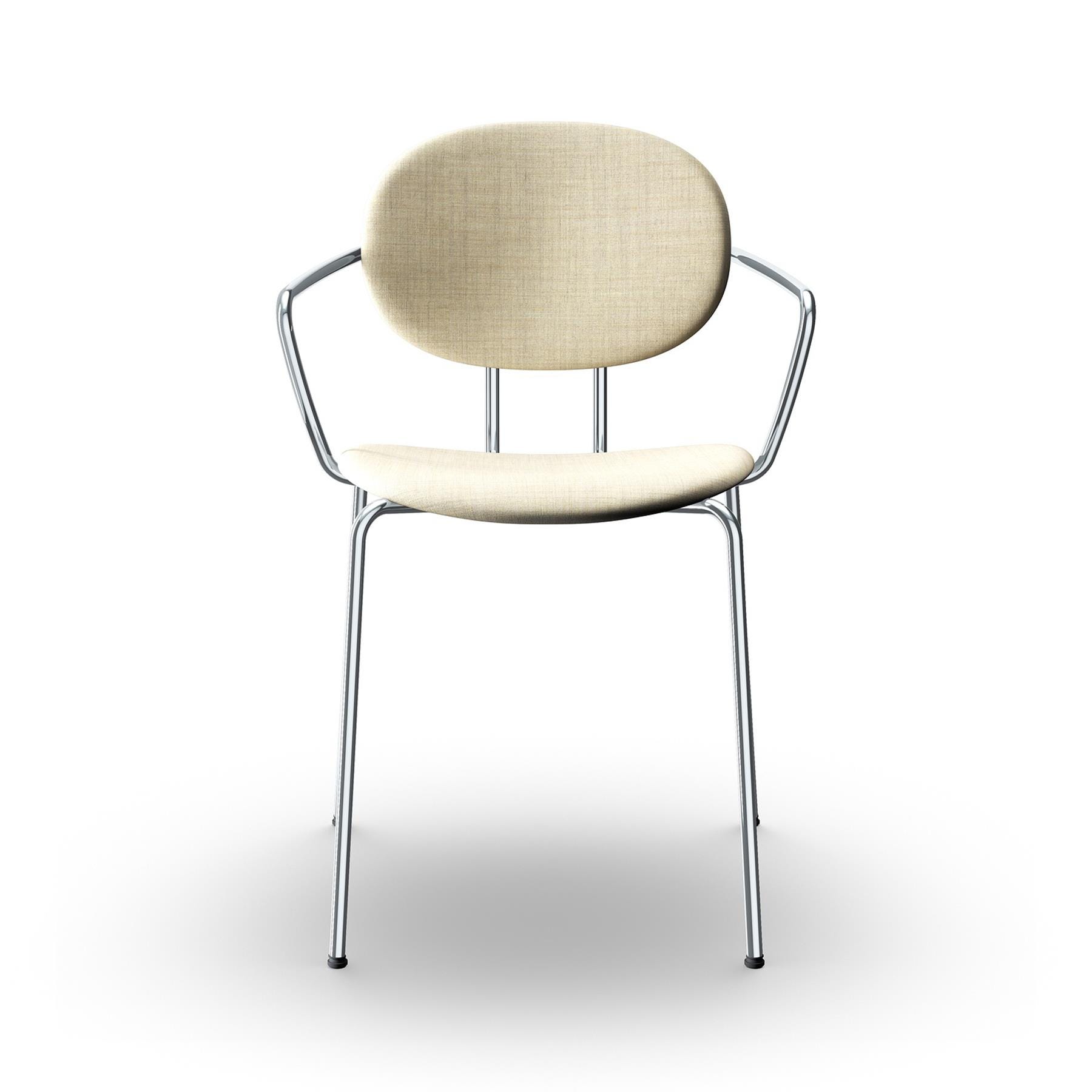 Sibast Piet Hein Dining Chair Fully Upholstered With Arms Chrome Remix 223 Cream Designer Furniture From Holloways Of Ludlow