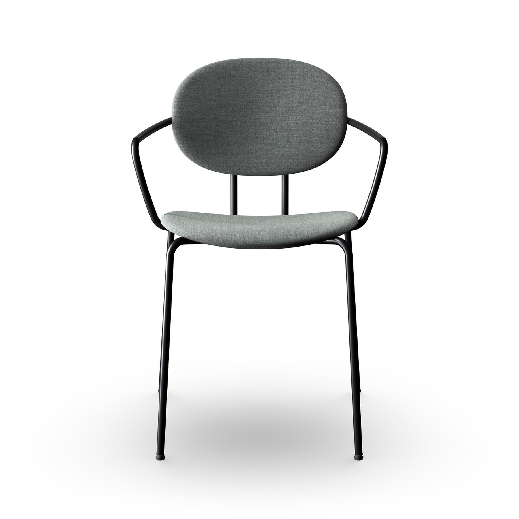 Sibast Piet Hein Dining Chair Fully Upholstered With Arms Black Steel Remix 133 Grey Designer Furniture From Holloways Of Ludlow