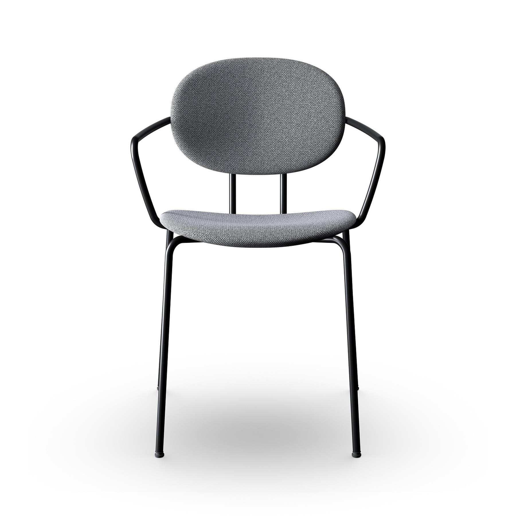 Sibast Piet Hein Dining Chair Fully Upholstered With Arms Black Steel Hallingdal 166 Grey Designer Furniture From Holloways Of Ludlow