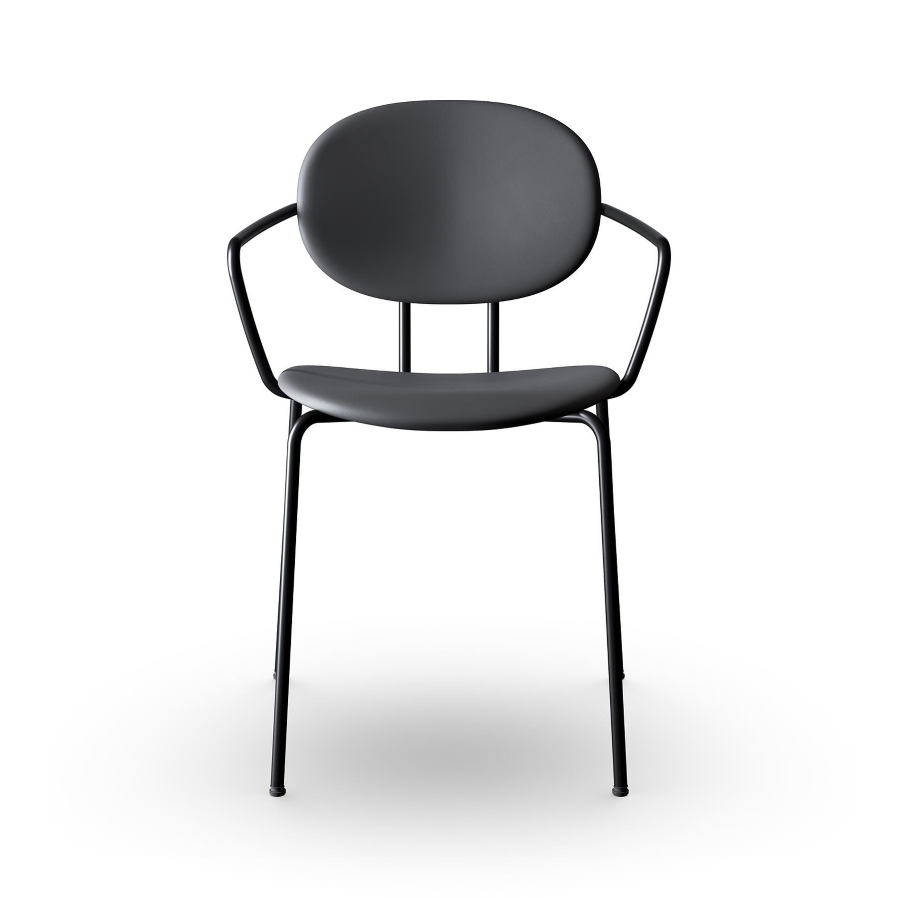 Sibast Piet Hein Dining Chair Fully Upholstered With Arms Black Steel Ultra Black Brown Designer Furniture From Holloways Of Ludlow