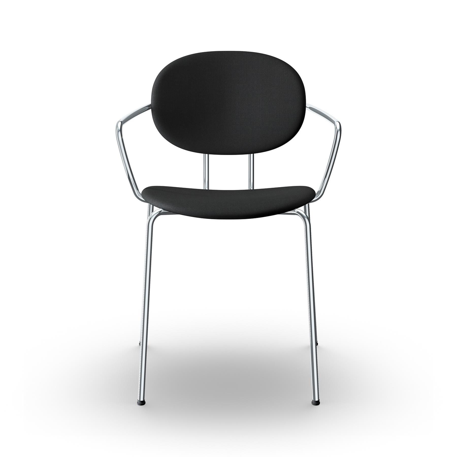 Sibast Piet Hein Dining Chair Fully Upholstered With Arms Chrome Remix 383 Black Designer Furniture From Holloways Of Ludlow