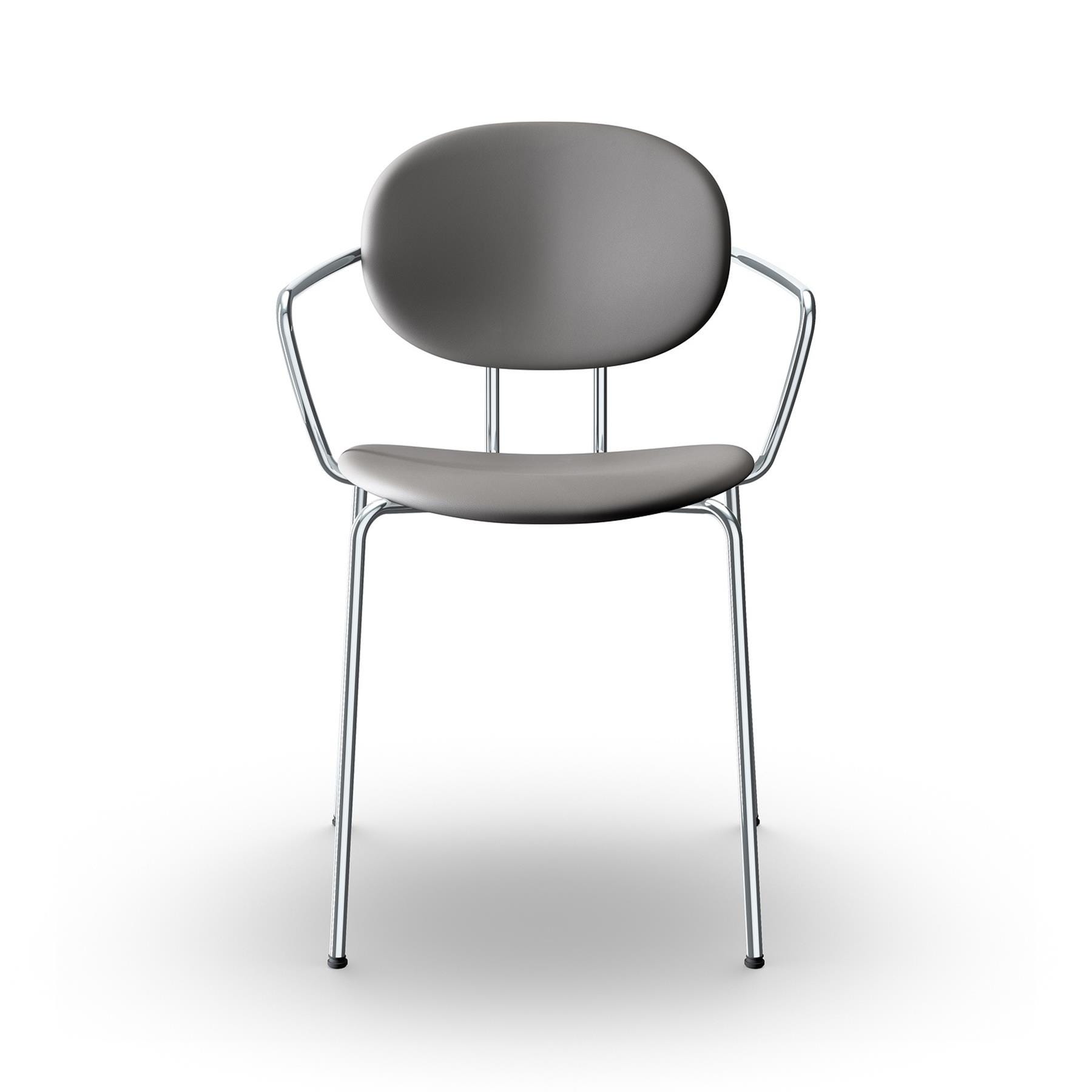 Sibast Piet Hein Dining Chair Fully Upholstered With Arms Chrome Ultra Grey Designer Furniture From Holloways Of Ludlow