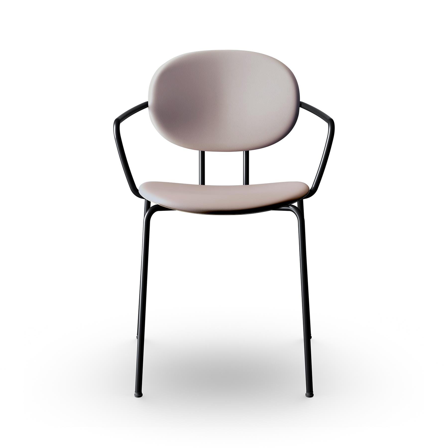 Sibast Piet Hein Dining Chair Fully Upholstered With Arms Black Steel Silk Light Grey Designer Furniture From Holloways Of Ludlow