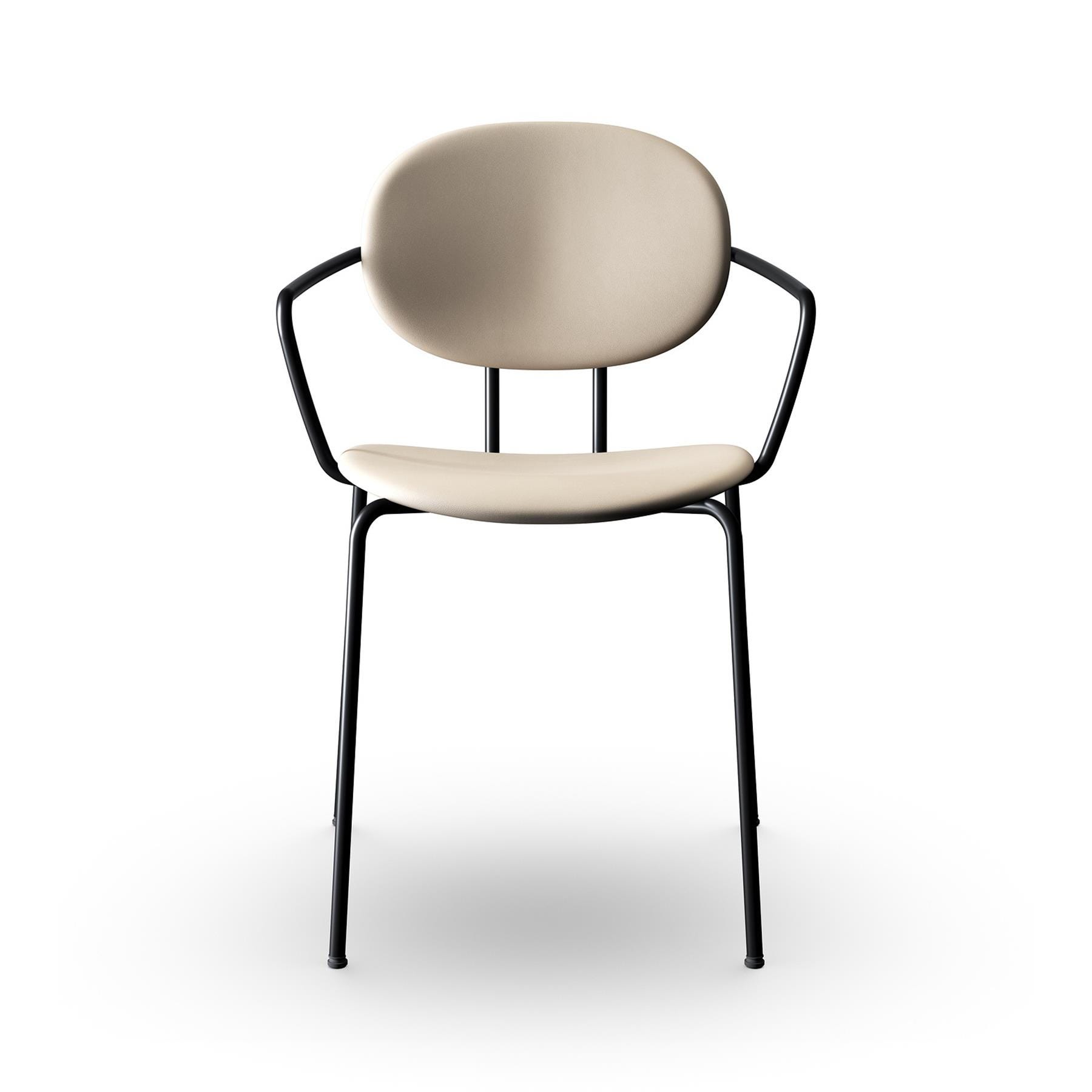 Sibast Piet Hein Dining Chair Fully Upholstered With Arms Black Steel Ultra Earth Cream Designer Furniture From Holloways Of Ludlow