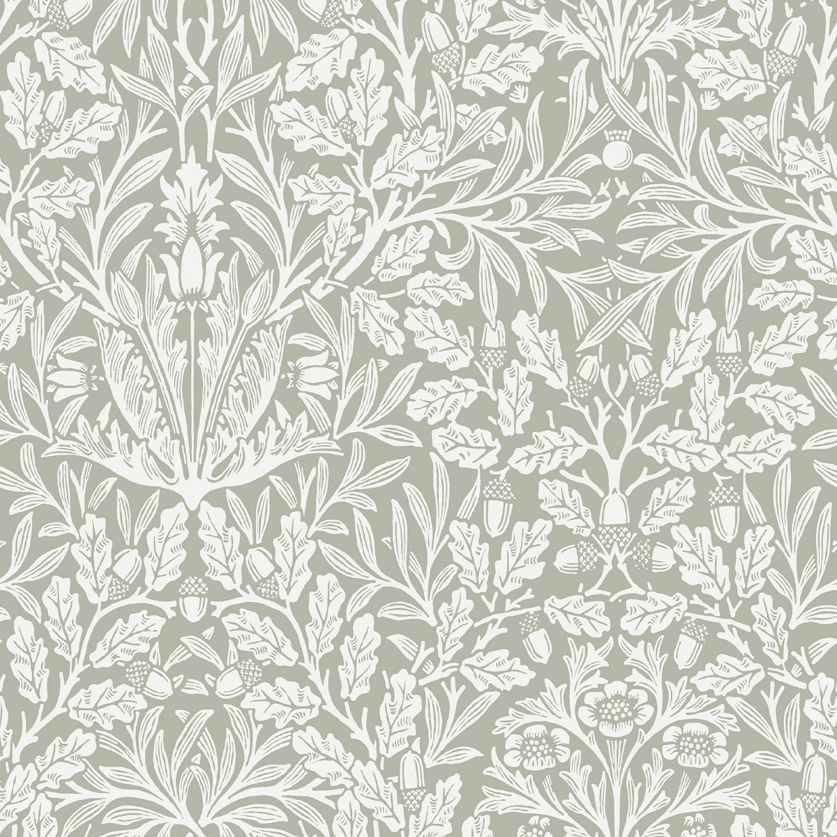 William Morris At Home Acorn Wallpaper Sage Green 140492