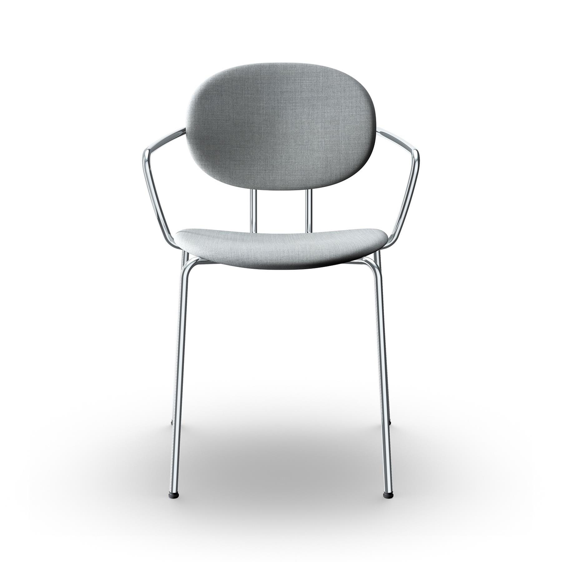 Sibast Piet Hein Dining Chair Fully Upholstered With Arms Chrome Remix 123 Grey Designer Furniture From Holloways Of Ludlow
