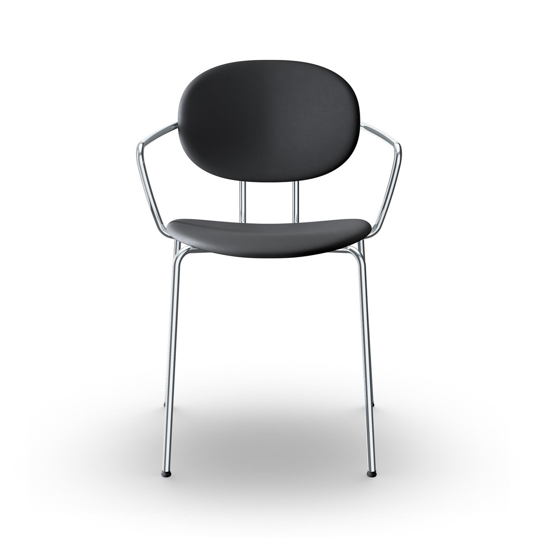 Sibast Piet Hein Dining Chair Fully Upholstered With Arms Chrome Nevada Black Designer Furniture From Holloways Of Ludlow