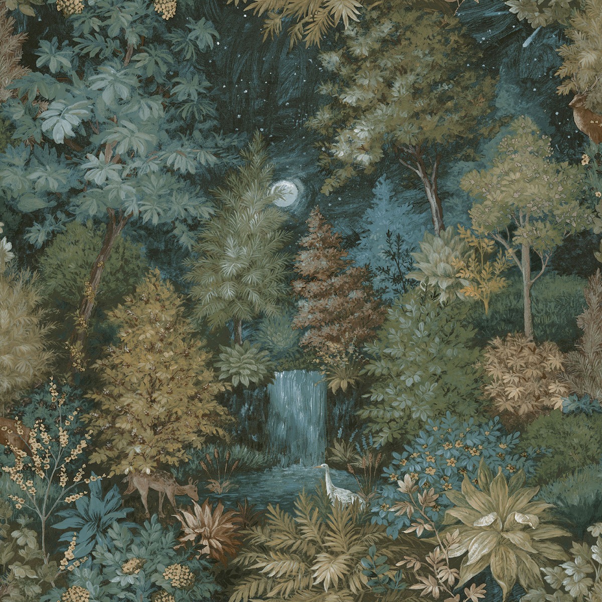 Holden Decor Midnight Woods Teal / Yellow Wallpaper, Blue