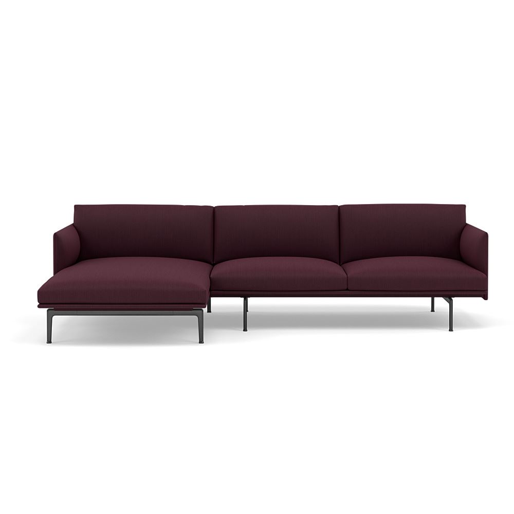 Outline Sofa With Chaise Longue Left Black Balder 692