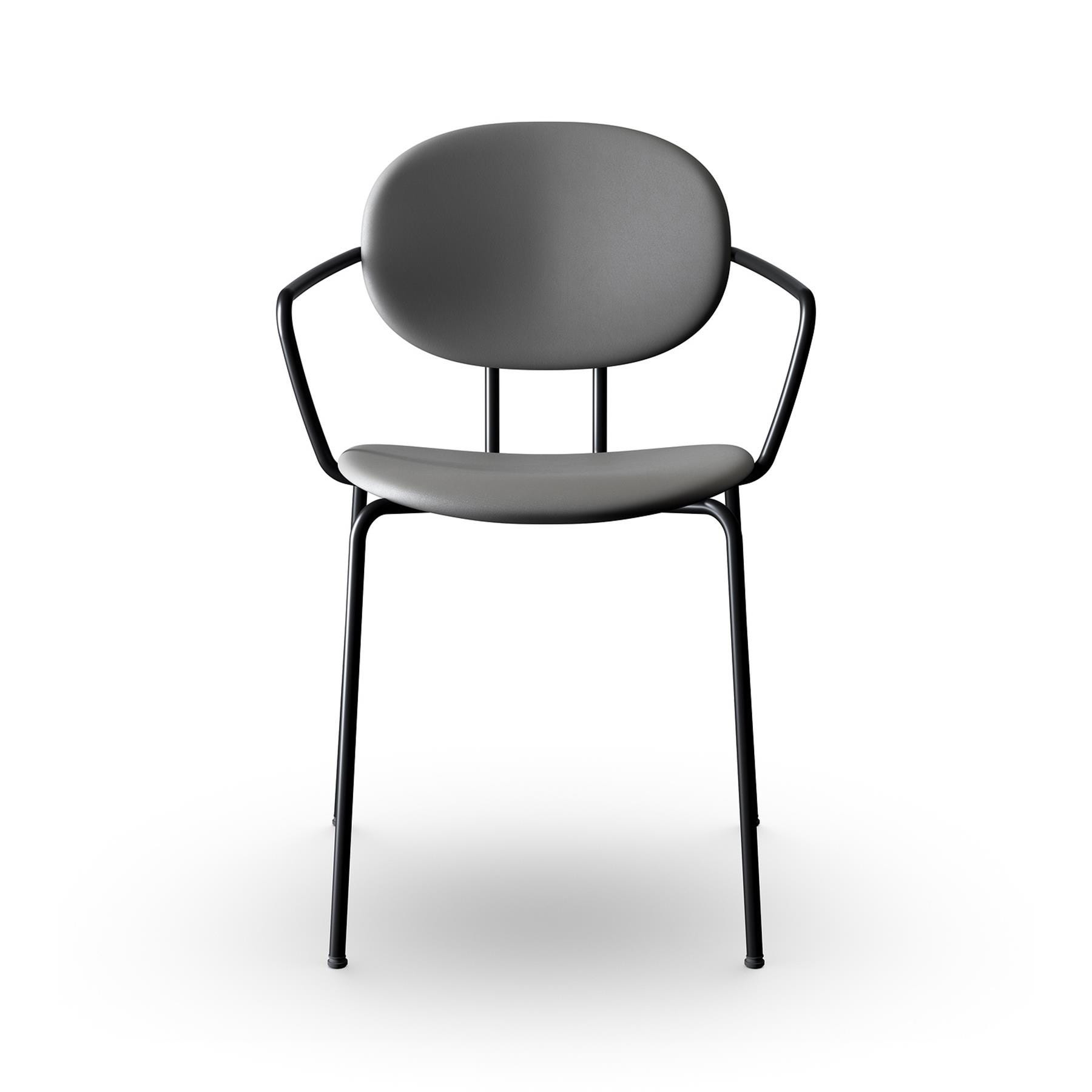 Sibast Piet Hein Dining Chair Fully Upholstered With Arms Black Steel Silk Grey Designer Furniture From Holloways Of Ludlow