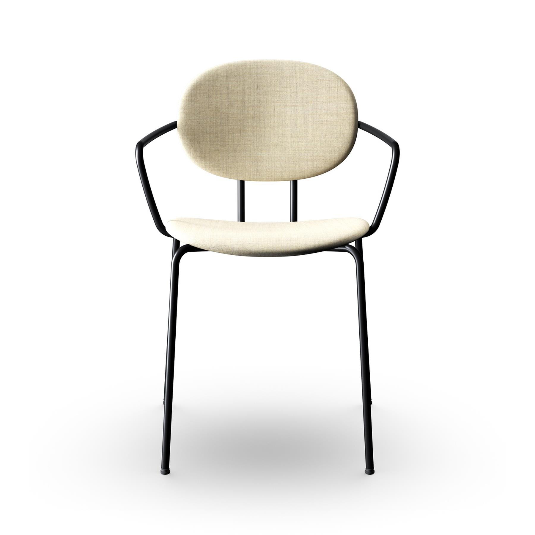 Sibast Piet Hein Dining Chair Fully Upholstered With Arms Black Steel Remix 223 Cream Designer Furniture From Holloways Of Ludlow