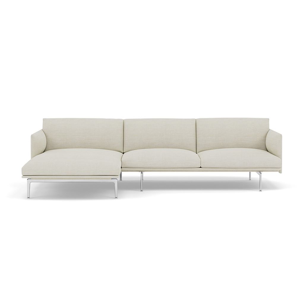 Outline Sofa With Chaise Longue Left Polished Aluminum Remix 233