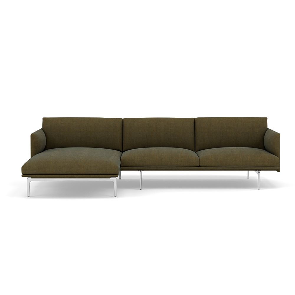 Outline Sofa With Chaise Longue Left Polished Aluminum Remix 954