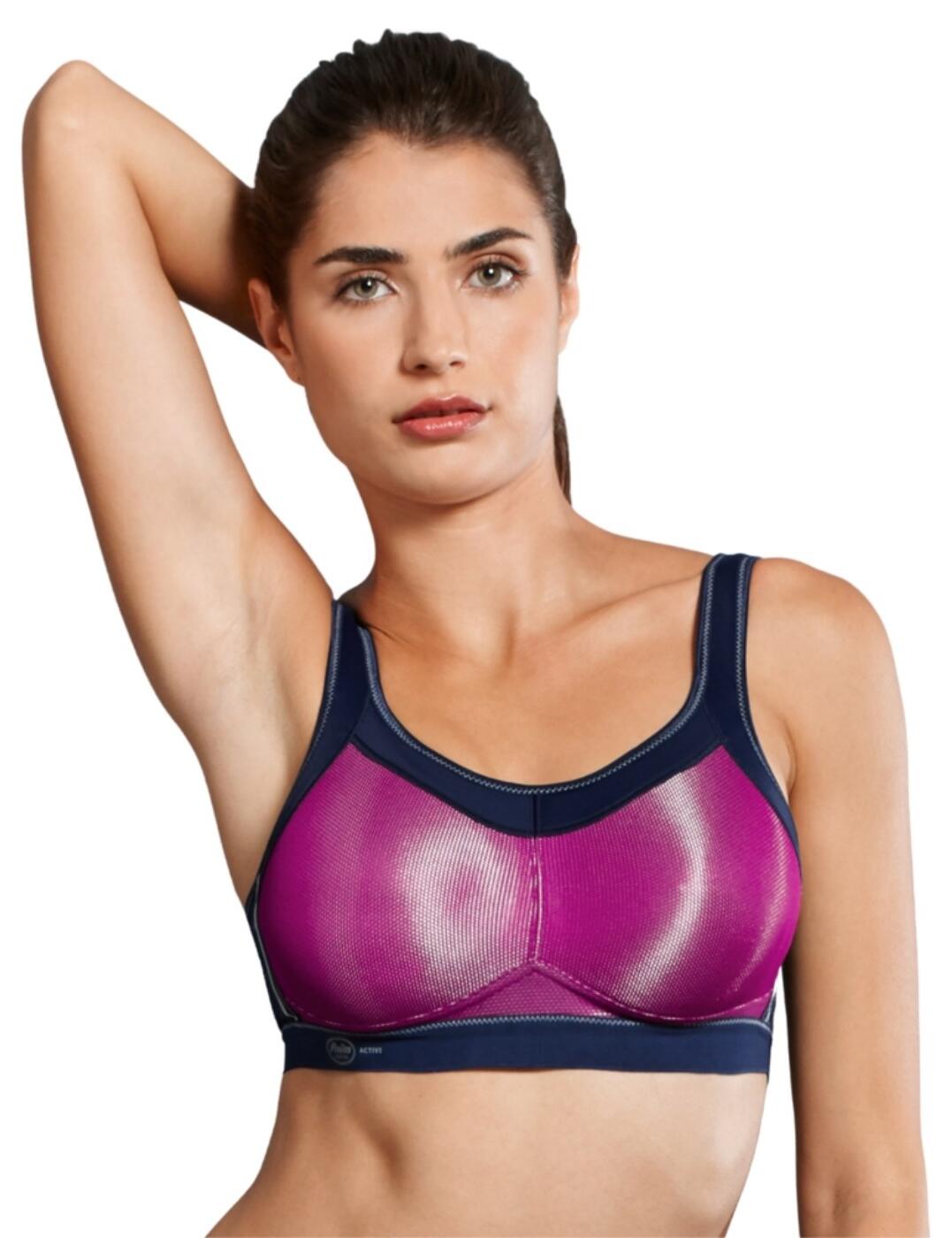 The Momentum sports bra by Anita Active is a best-seller for a reason! Designed to withstand high impact sessions, supporting you throughout. Seamless pre-shaped cups along with a high-cut panel provide excellent support. Anita Active's super functional material keeps you cool and dry while its chic sheen looks on-trend. The shoulder straps are padded and adjustable for an individual fit.  Chic and feminine design Seamless cups Wireless Non-padded Adjustable straps Hook and eye closure Composition: 70% Polyester &pipe; 15% Nylon &pipe; 15% Elastane Listed in UK sizes  47443-86527-1174074 5529 Sports Bra