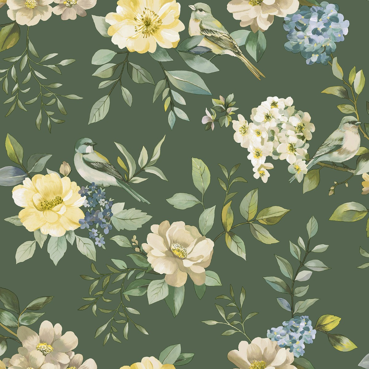 Holden Decor The Bird Garden Green Wallpaper, Green