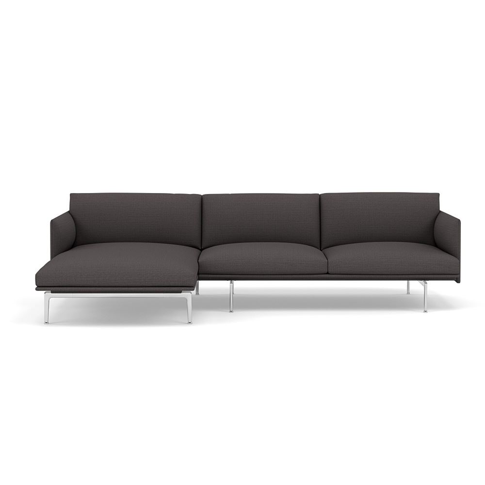 Outline Sofa With Chaise Longue Left Polished Aluminum Canvas 154