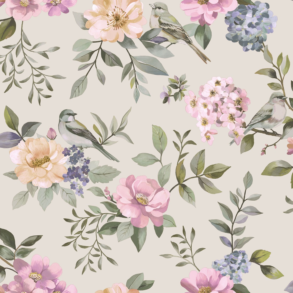Holden Decor The Bird Garden Beige / Multi Wallpaper, Multi