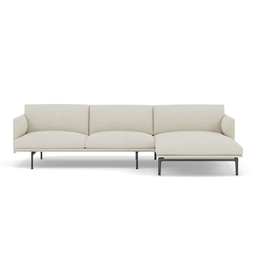 Outline Sofa With Chaise Longue Right Black Remix 233