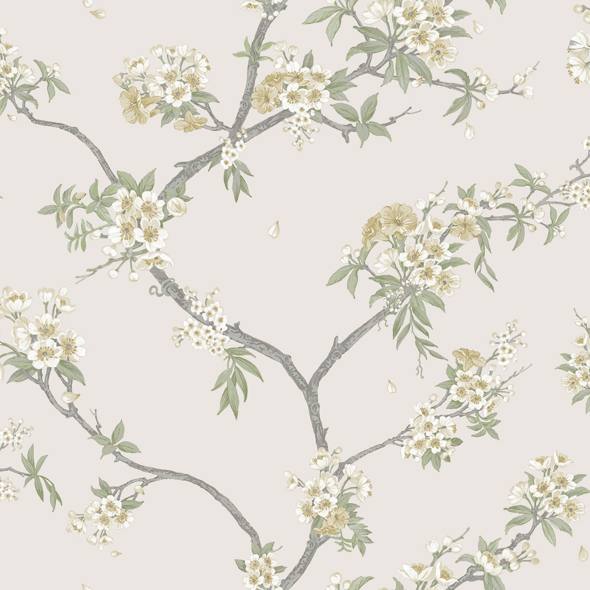 Holden Decor Cherry Blossom Yellow Cream Wallpaper, Cream