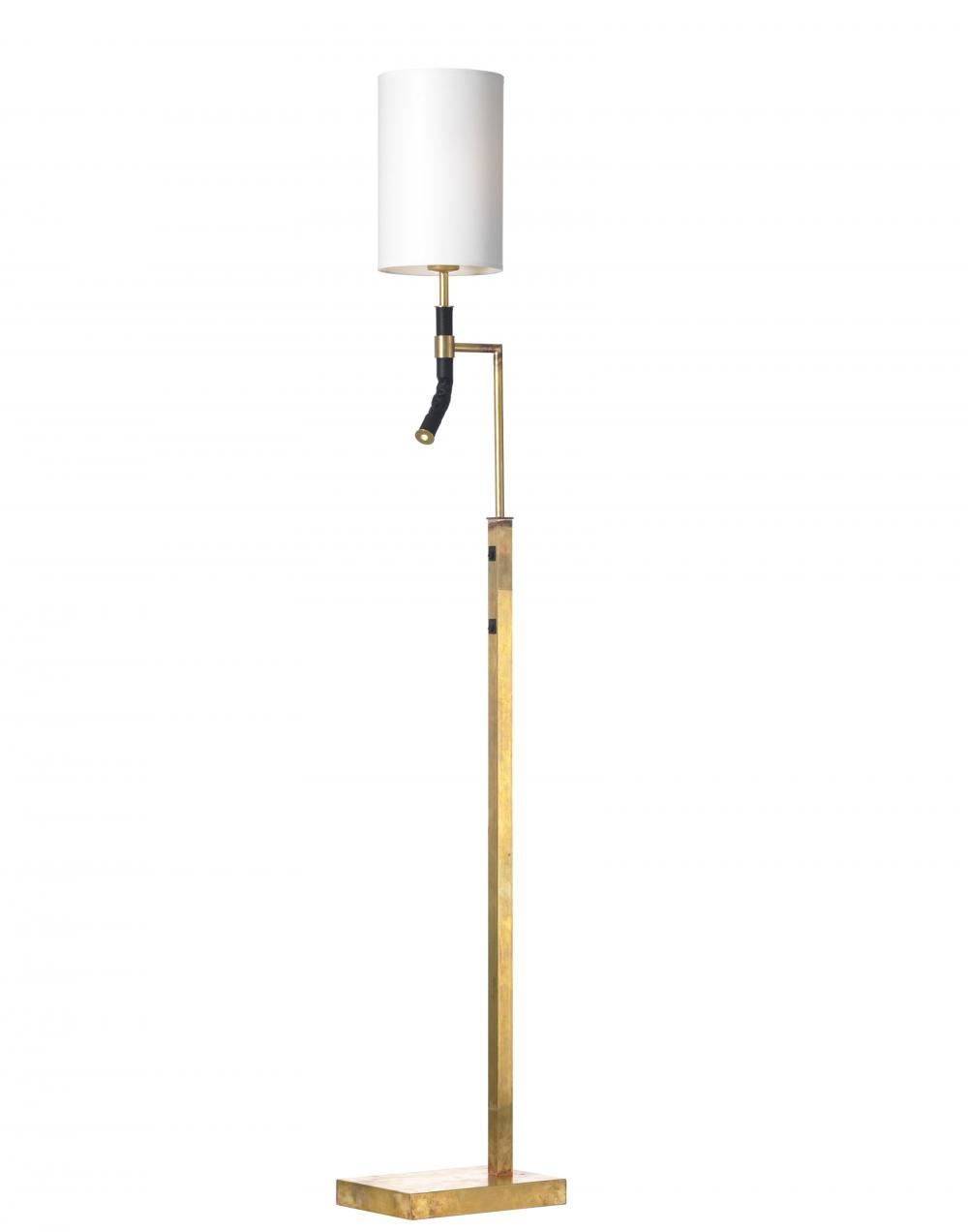 Butler Floor Lamp Rough Brass Offwhite Chinette