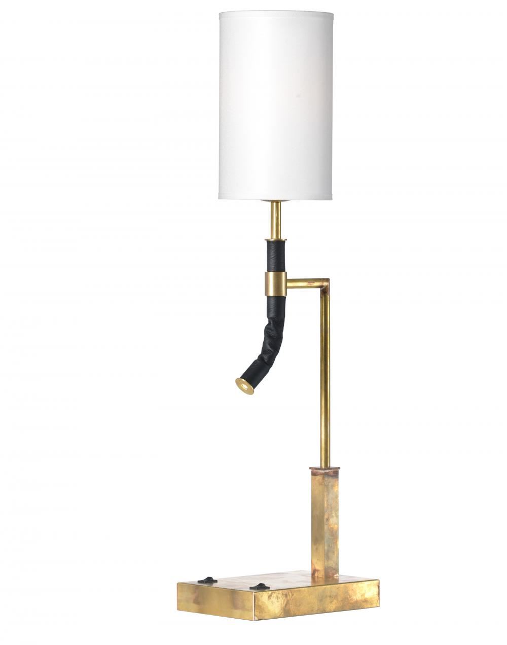 Butler Table Lamp Rough Brass Offwhite Chinette