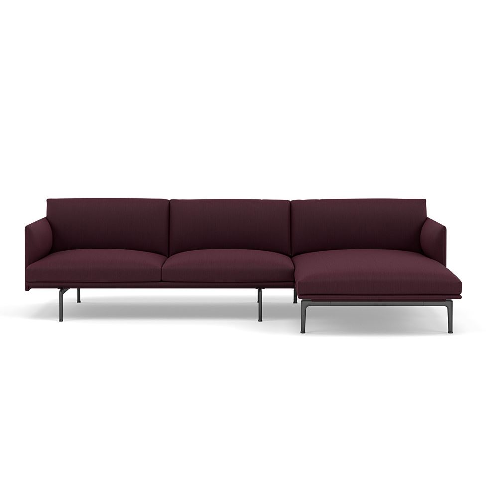 Outline Sofa With Chaise Longue Right Black Balder 692