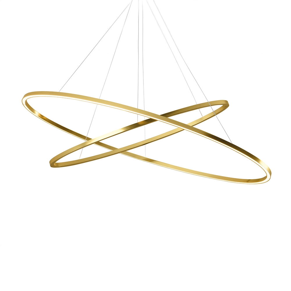 Nemo Ellisse Double Pendant Gold Polished Anodised Small Ring Downlight Large Ring Uplight Brassgold Designer Pendant Lighting