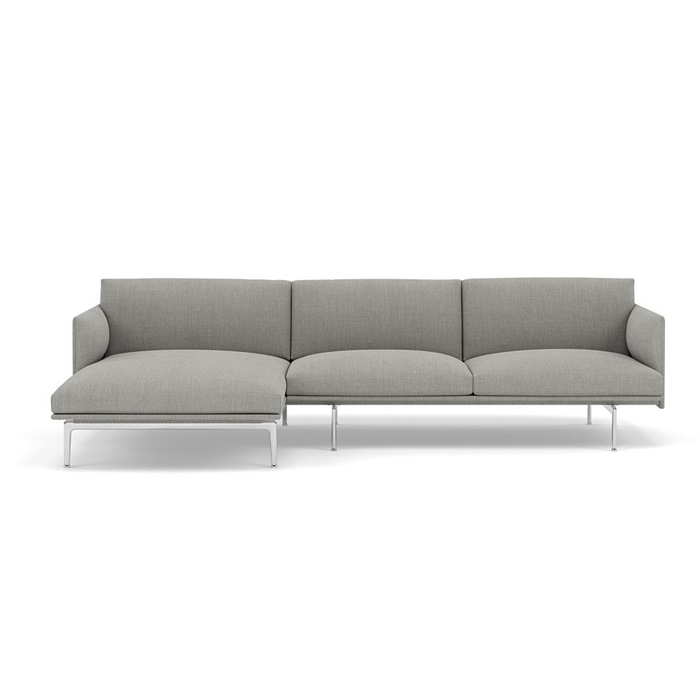 Outline Sofa With Chaise Longue Left Polished Aluminum Remix 133