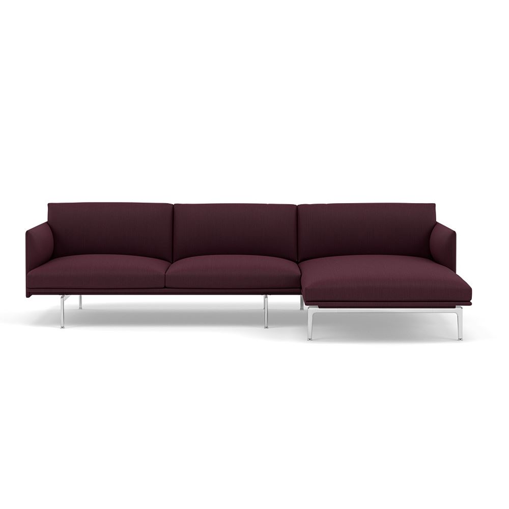 Outline Sofa With Chaise Longue Right Polished Aluminum Balder 692