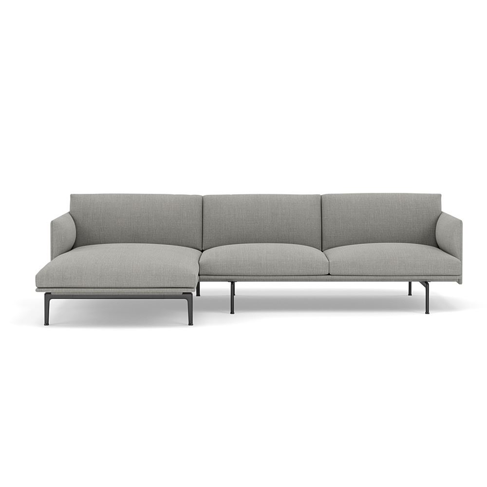 Outline Sofa With Chaise Longue Left Black Remix 133