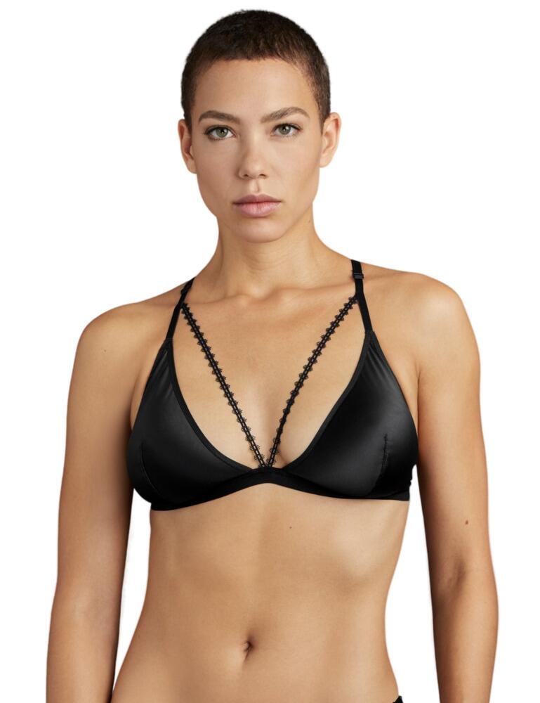 Elegance can be comfortable, which is proven by this Boite A Desir range bra from Aubade. The wireless plunging cups give your bust a natural shape, whilst still supported lightly with an elasticated underband. The satin used adds a sensual feel in this with lace details across the chest for modern wear. The back is a cross-over style with a unique intricate bondage style look, making this a great wear for your open-back tops. This cheeky bra will show off your femininity whilst also enhancing it.  Natural and elegant design Non-wired Plunging neckline Elasticated underband for bust support Lace detail across chest Cross-over straps at back with embroidered detail, adjustable Pull-on design, adjustable underband Composition: 92% Polyester &pipe; 8% Elastane Listed in UK sizes  50387-91233-1206352 P010T Non-Wired Bra
