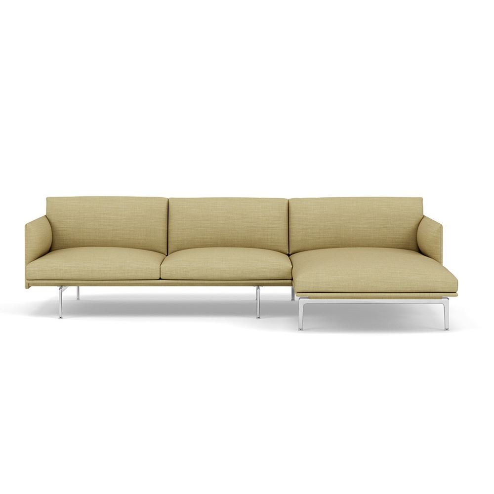 Outline Sofa With Chaise Longue Right Polished Aluminum Canvas 414