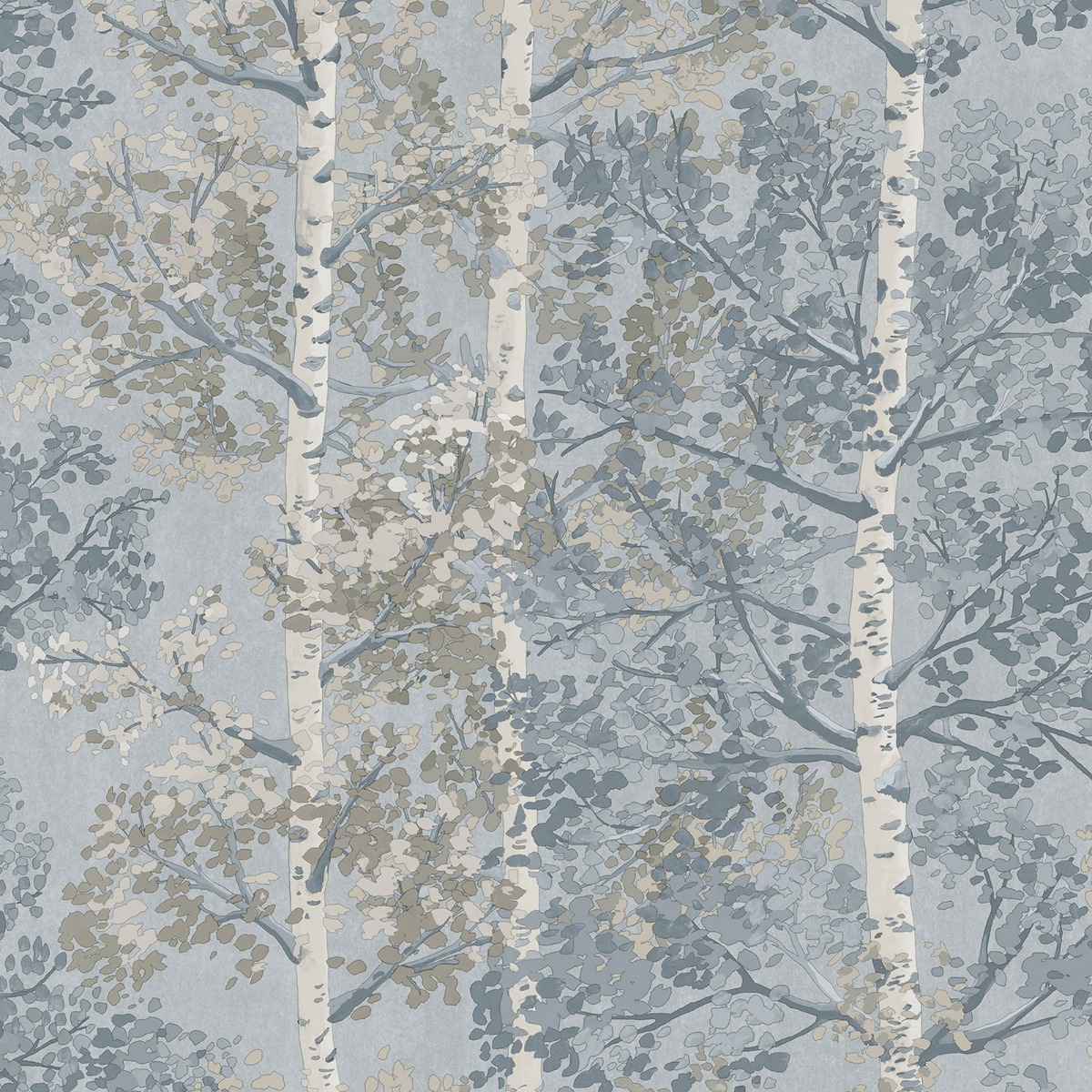 Silverwood Tree Wallpaper Blue Rasch 100210