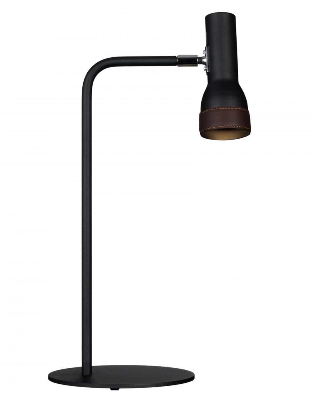 Talk Table Lamp Black Structure Lacquerbrown Leather