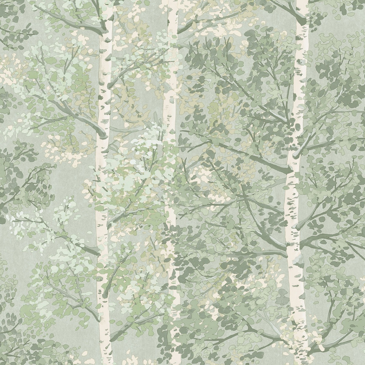 Silverwood Tree Wallpaper Green Rasch 100203