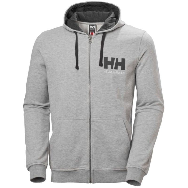 helly hansen mens logo full zip hoodie - gray
