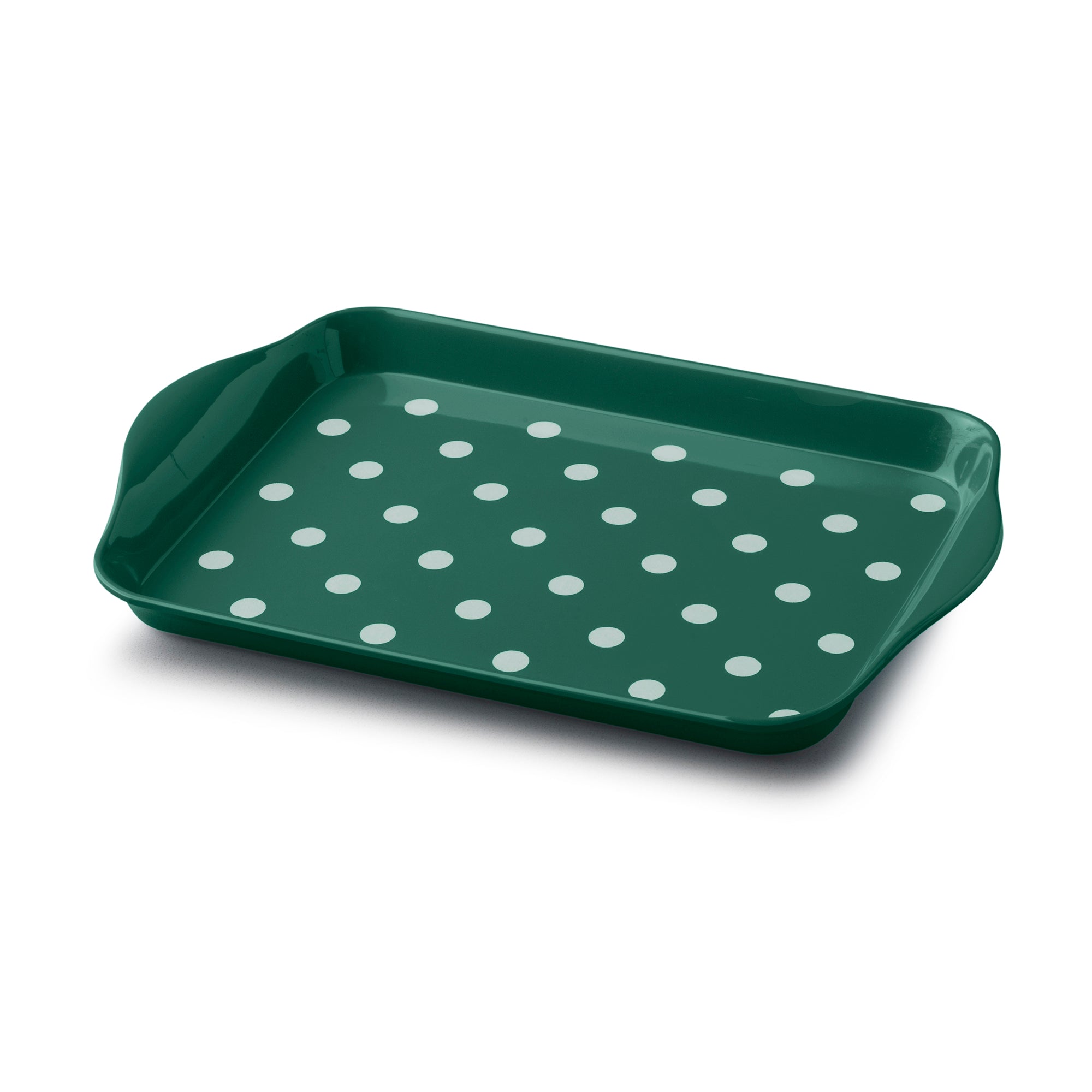 Zeal Premium Melamine Dotty Serving Tray, Small, Forest Green