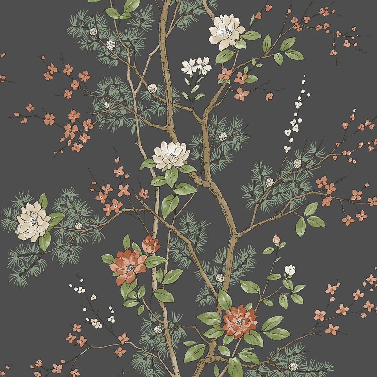Bridget Floral Wallpaper Charcoal Belgravia 751