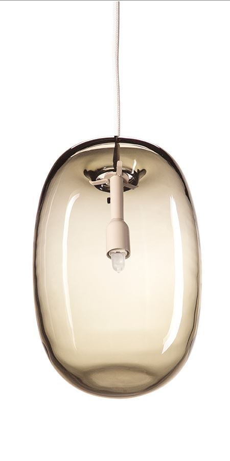 Orsjo Pebble Pendant Elongated Warm Grey Glass Designer Pendant Lighting