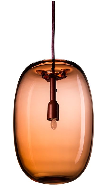 Orsjo Pebble Pendant Elongated Oxide Red Glass Designer Pendant Lighting